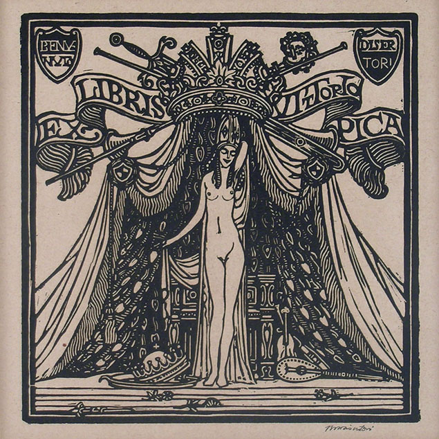 Benvenuto Disertori, ex libris for Vittorio Pica